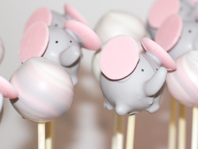 Elephant Baby Shower Cake Pops | Pink and Gray