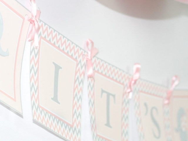 Pink Elephant Baby Shower Banner | It's a Girl!