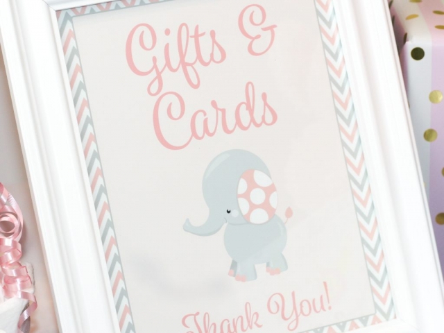 Baby Shower Gift Table Sign | Pink Elephant Baby Shower for Girls