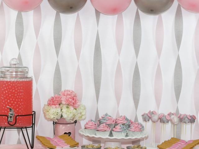 Pink and Gray Elephant Baby Shower Dessert Table